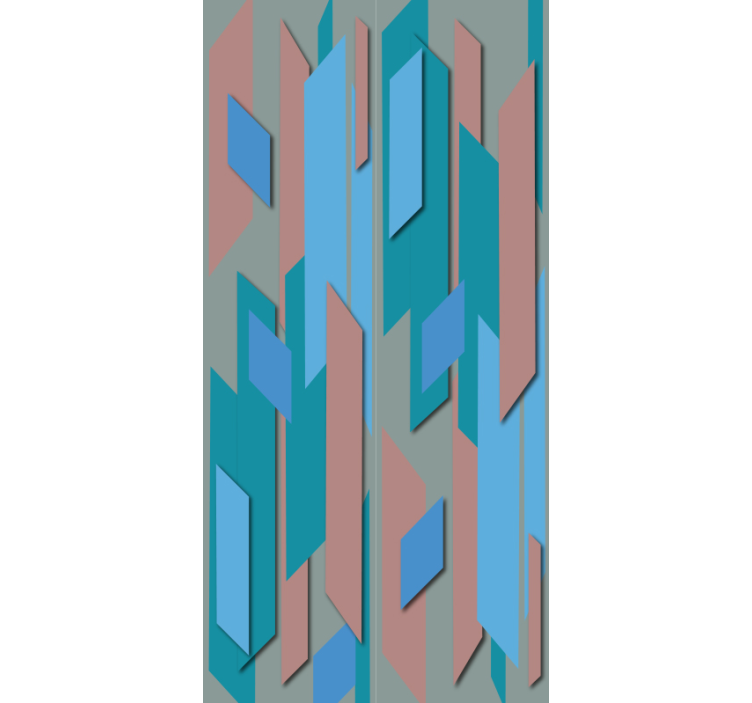 Carta da parati soggiorno forme astratte blu e rosa - TenStickers