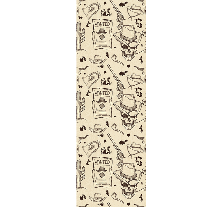 Carta da parati vintage texture cowboy voleva design teschio - TenStickers