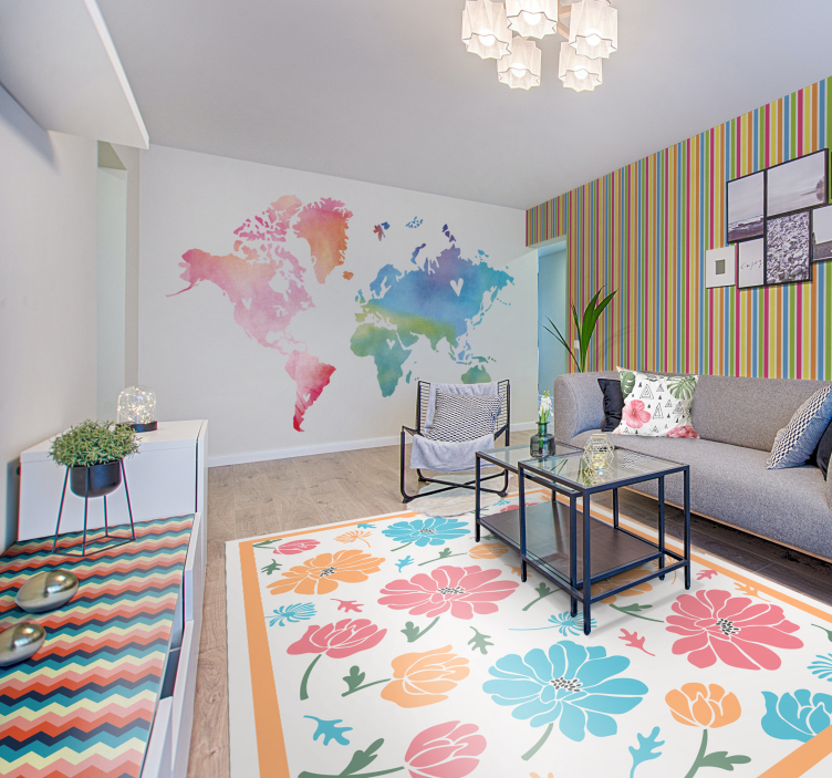 Carta da parati righe orizzontali strisce multicolori - TenStickers