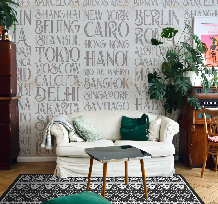 Carta da parati con scritte città nel mondo - TenStickers