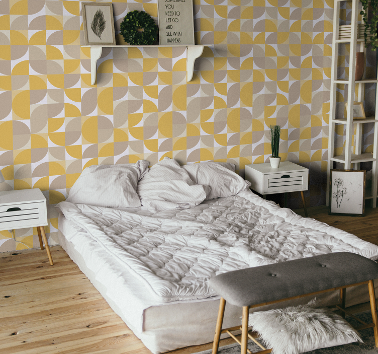 Carta da parati geometrica disegno a motivo circolare - TenStickers