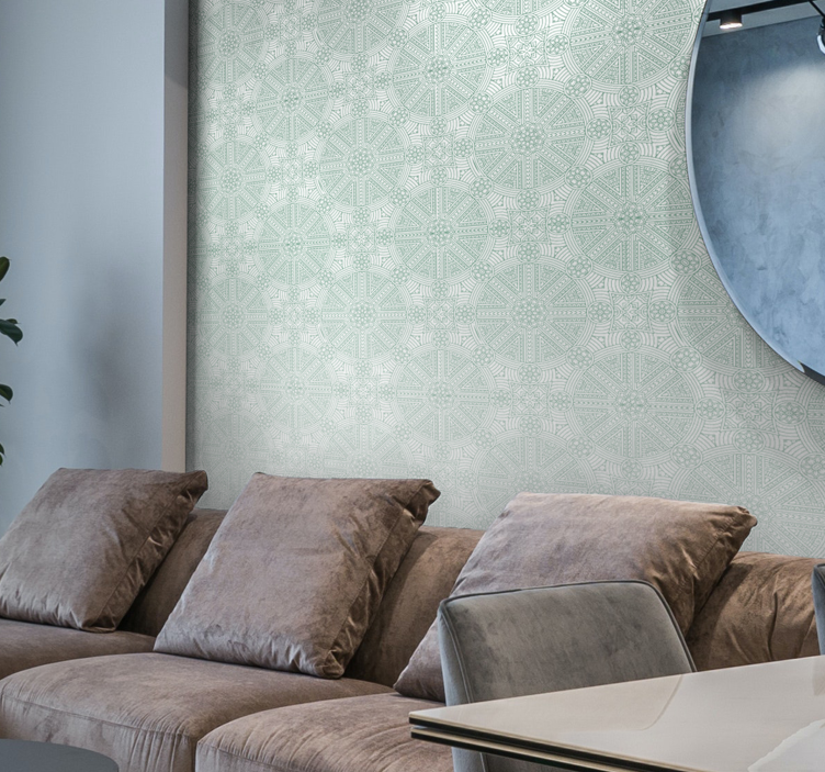 Carta da parati camera da letto motivo boho azteco verde - TenStickers