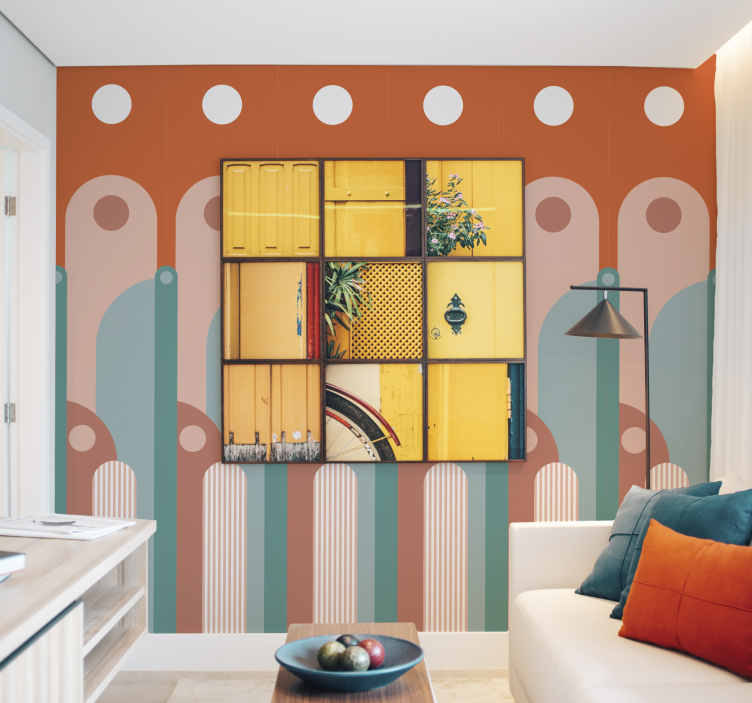 Carta da parati soggiorno forme geometriche curve - TenStickers