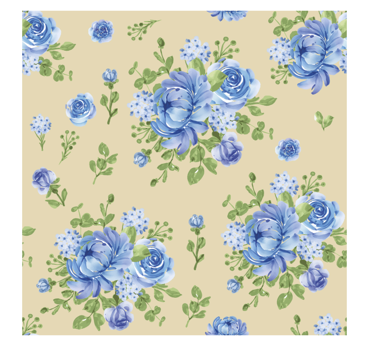 Carta da parati stile floreale colore blu - TenStickers