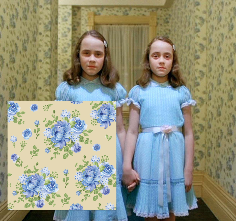 Carta da parati stile floreale colore blu - TenStickers