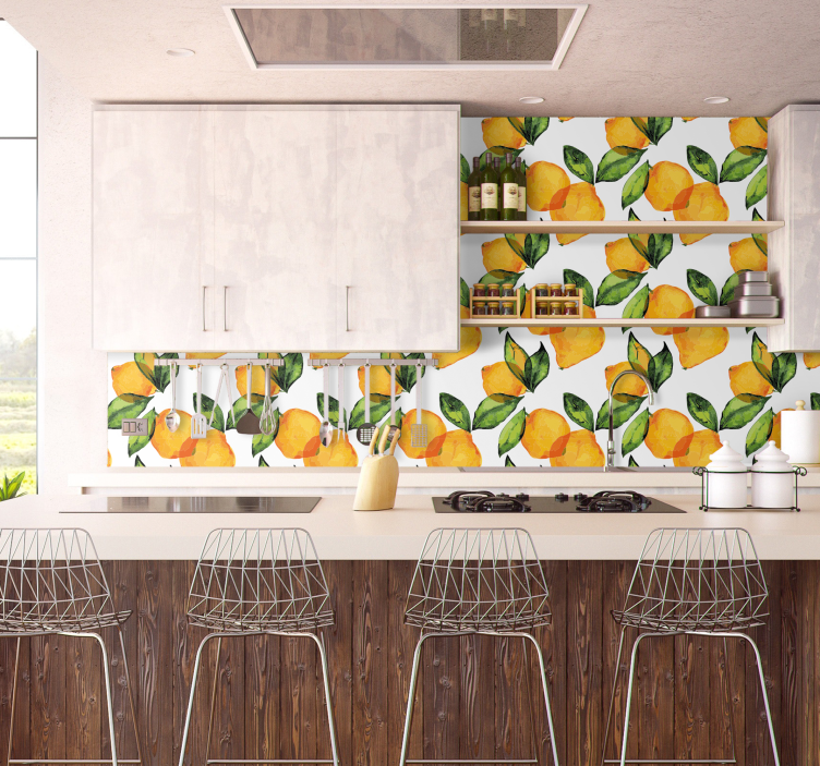 Carta da parati per cucina con limoni - TenStickers