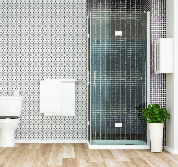 Carta da parati per bagno Mosaico grigio - TenStickers
