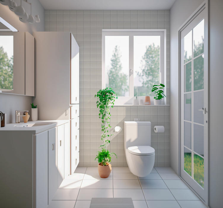 Carta da parati per piastrelle Piastrelle bianche - TenStickers