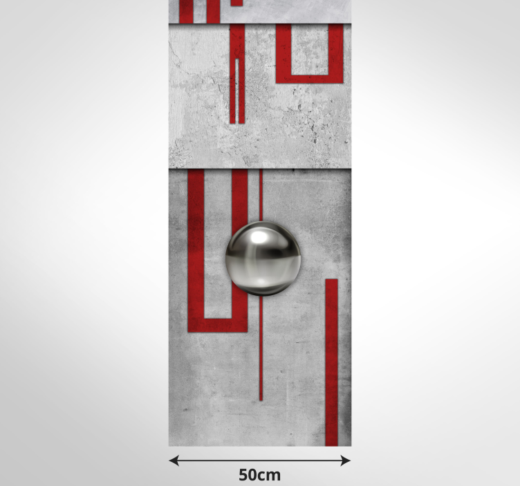 Parati moderni effetto cemento e cornici rosse - TenStickers