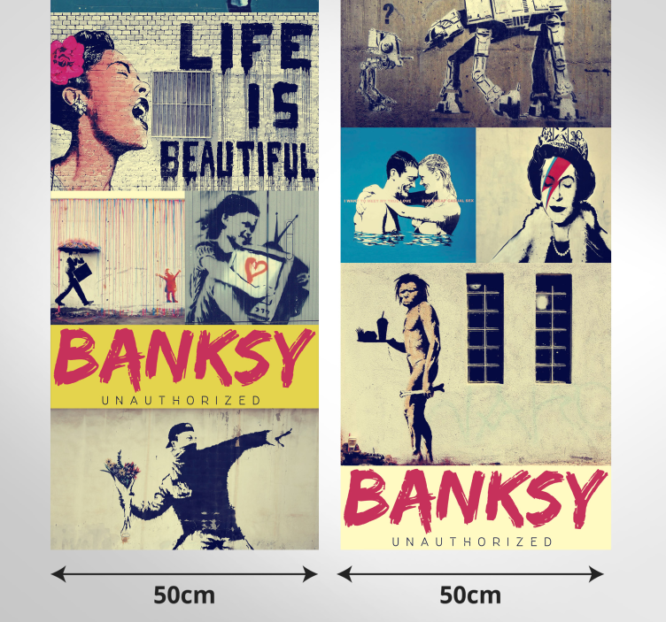Arte carta da parati collage Banksy colorato - TenStickers