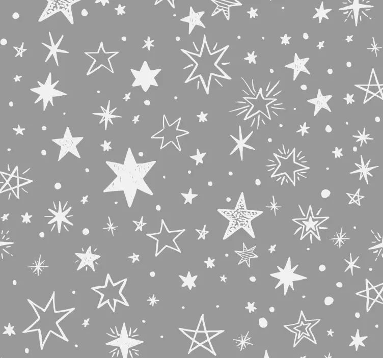 Carta da parati stelle disegnate grigie - TenStickers