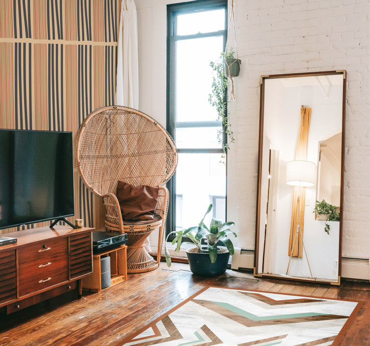 Carta da parati soggiorno design a strisce boho - TenStickers