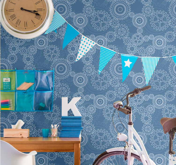 Carta da parati 3d modelli di ingranaggi geometrici - TenStickers