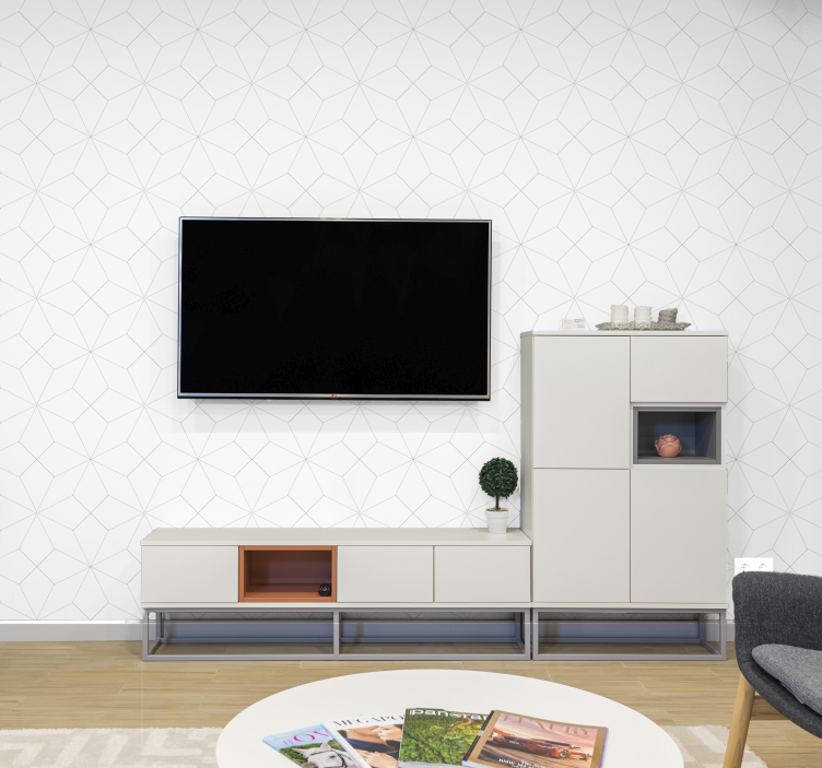 Carta da parati geometrica griglia di linee minimalista - TenStickers