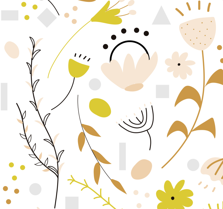 Carta da parati fiori Fiori e punti disegnati a mano - TenStickers