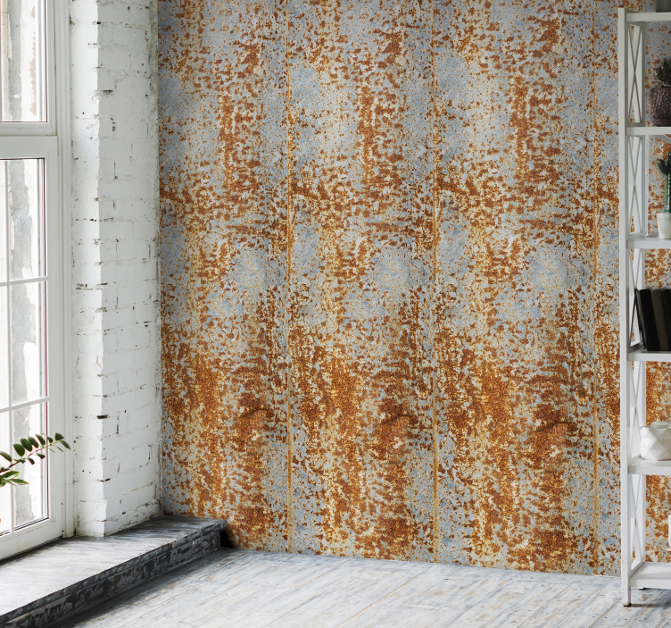 Carta da parati mattoni illusione di metallo arrugginito - TenStickers