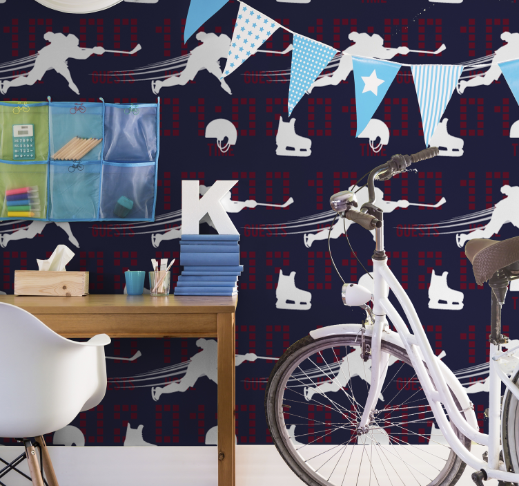 Carta da parati personalizzata azione di hockey su ghiaccio - TenStickers