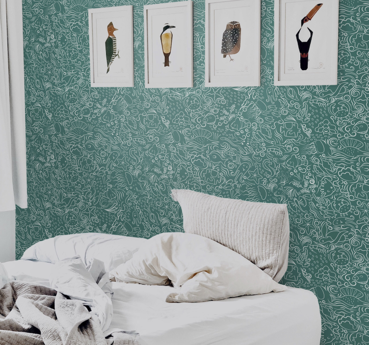 Carta da parati animali vita marina verde - TenStickers