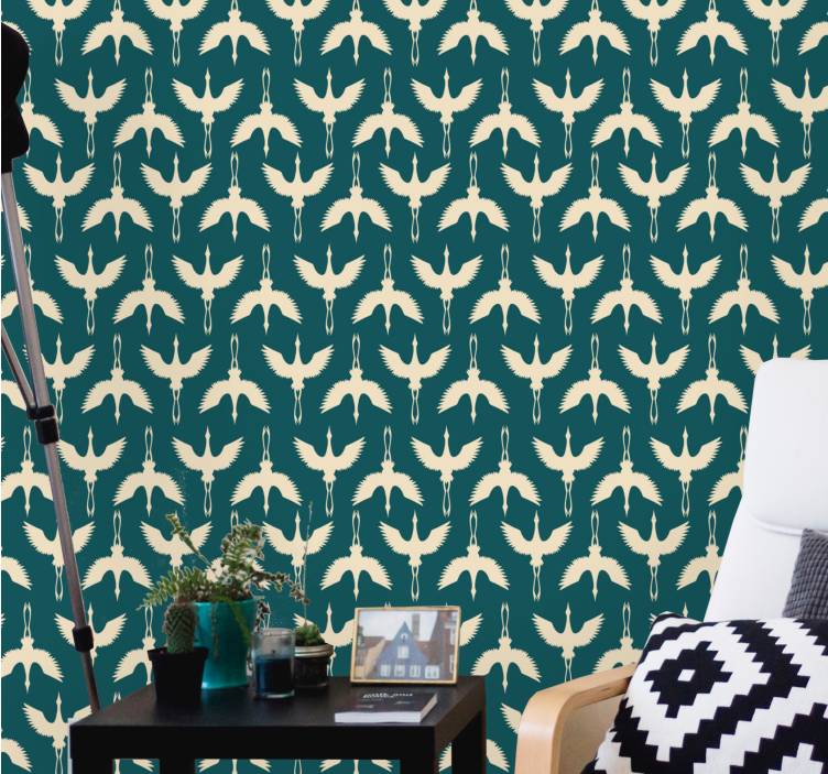 Carta da parati uccelli eleganti disegni beige - TenStickers