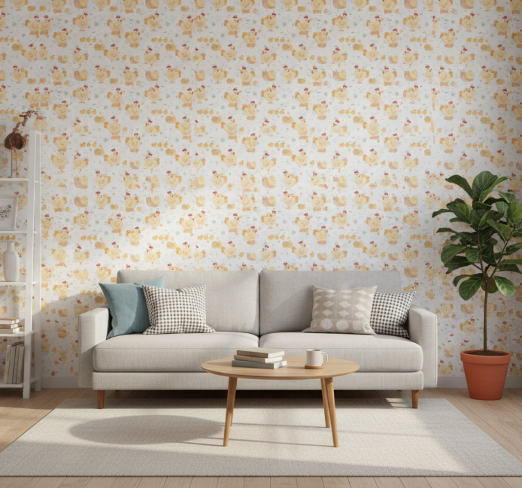 Carta da parati animali fattoria di galline e lumache - TenStickers