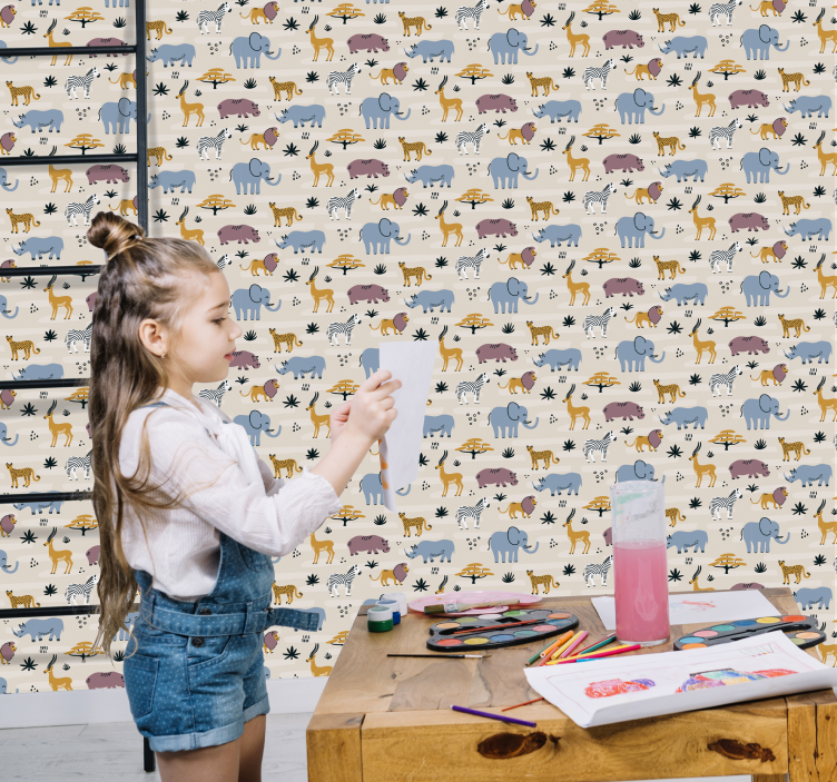 Carta da parati animali insieme di animali da safari - TenStickers