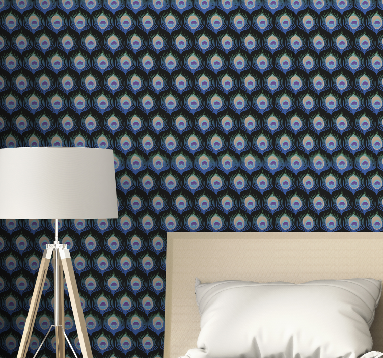 Carta da parati uccelli modelli di piume di pavone - TenStickers