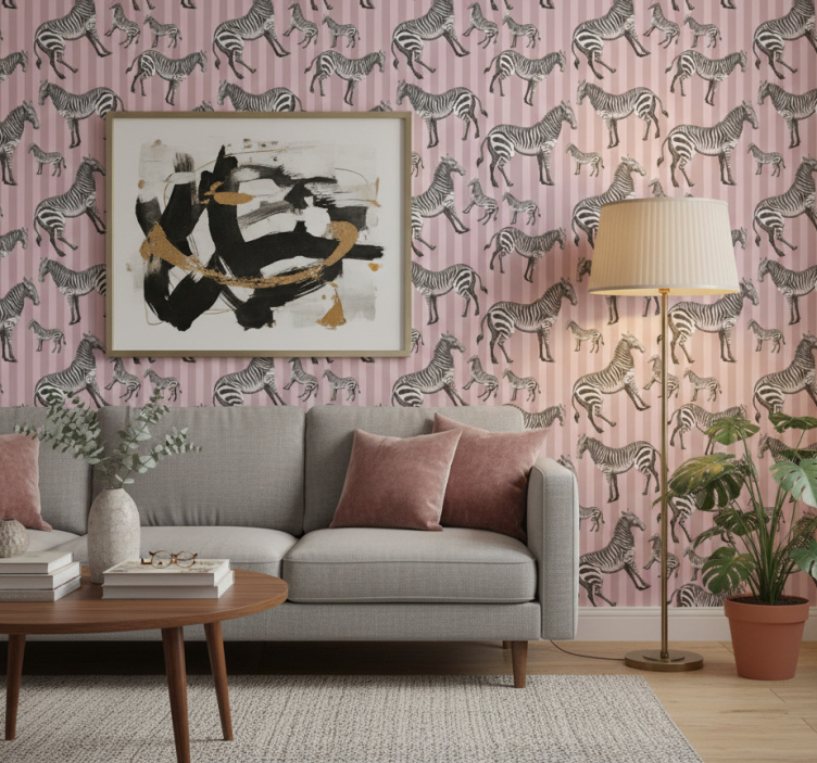 Carta da parati animali motivo illustrazione zebra vintage - TenStickers