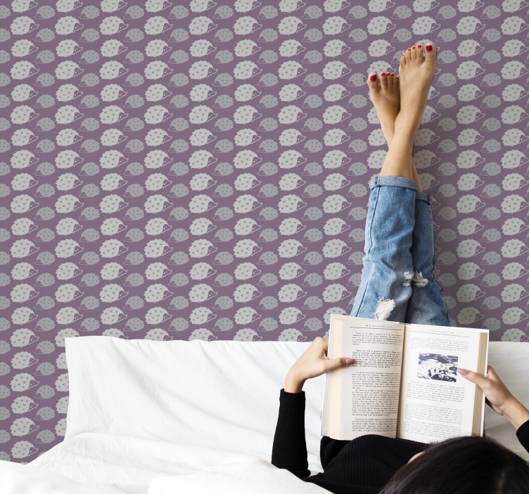 Carta da parati animali motivo riccio viola - TenStickers