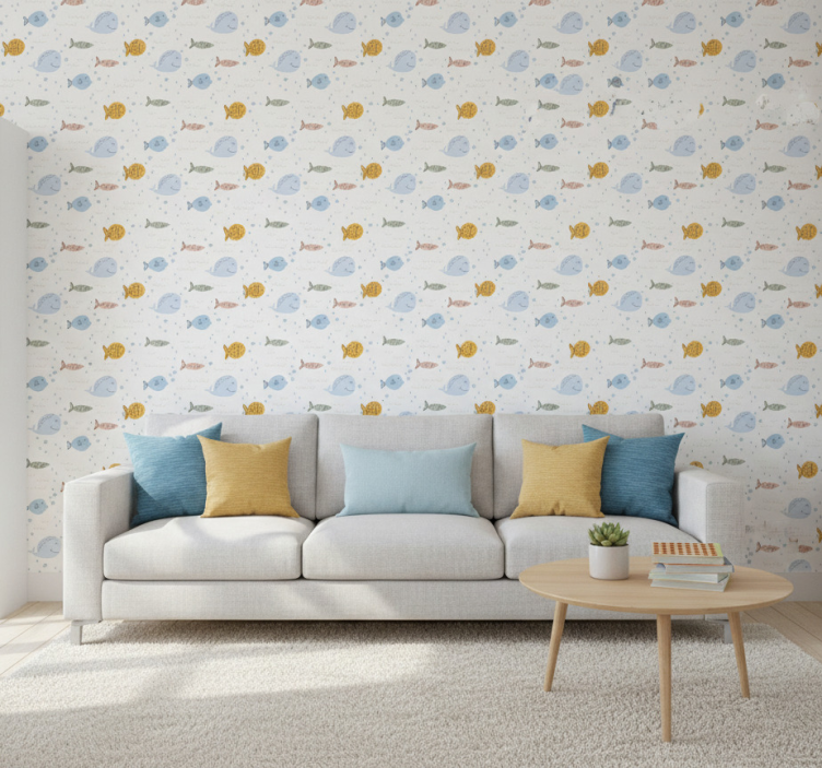 Carta da parati animali pesci multicolore cartoon - TenStickers