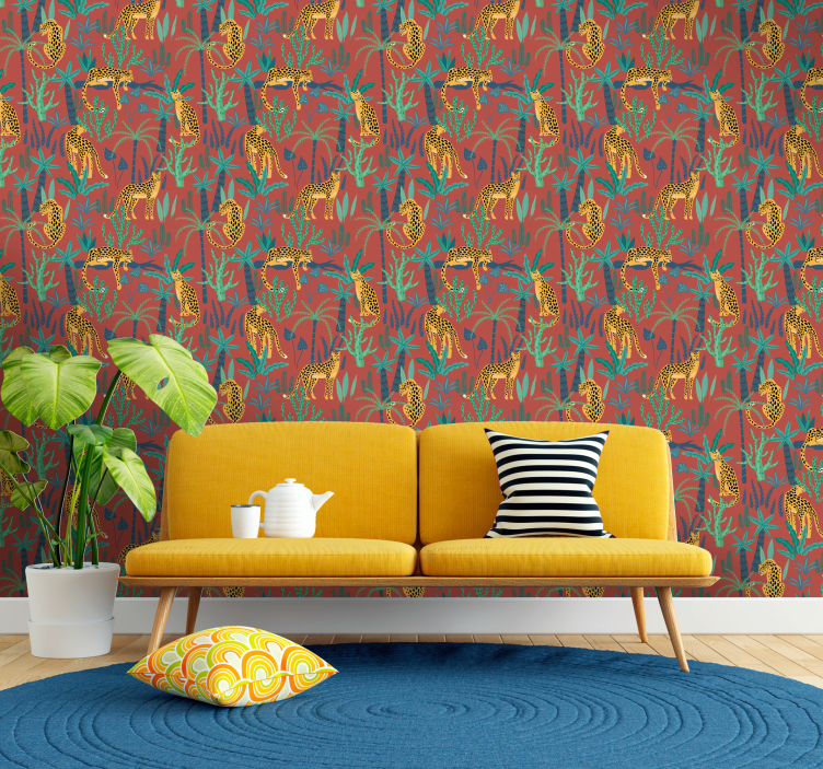 Carta da parati animali scena nella giungla tropicale - TenStickers