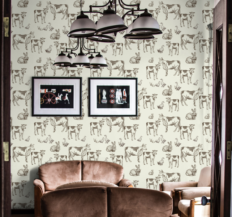 Carta da parati animali schizzi di animali da fattoria - TenStickers