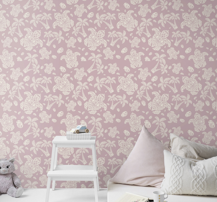 Carta da parati animali tartarughe e palme - TenStickers