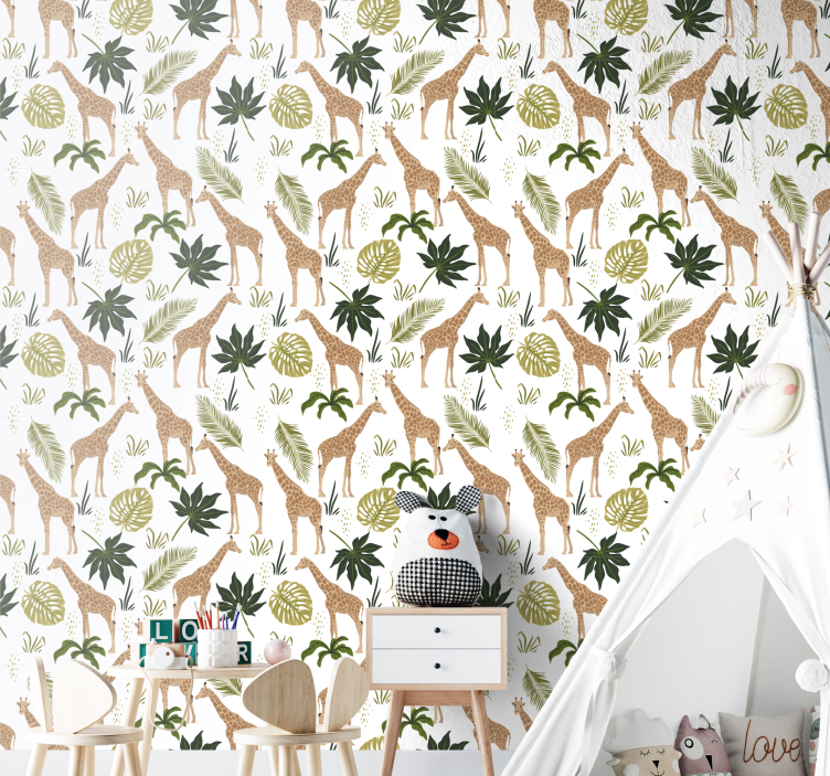 Carta da parati animali tema giraffa safari - TenStickers