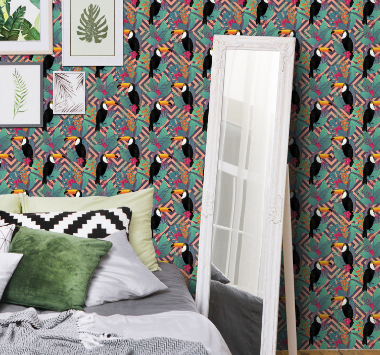 Carta da parati animali tucani tra le foglie - TenStickers