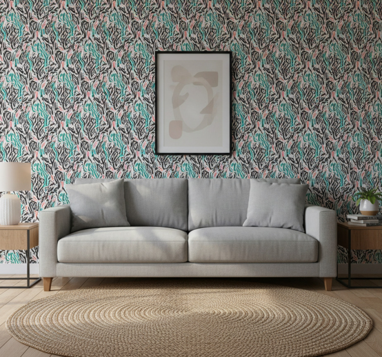 Carta da parati animali zebra blu e rosa - TenStickers