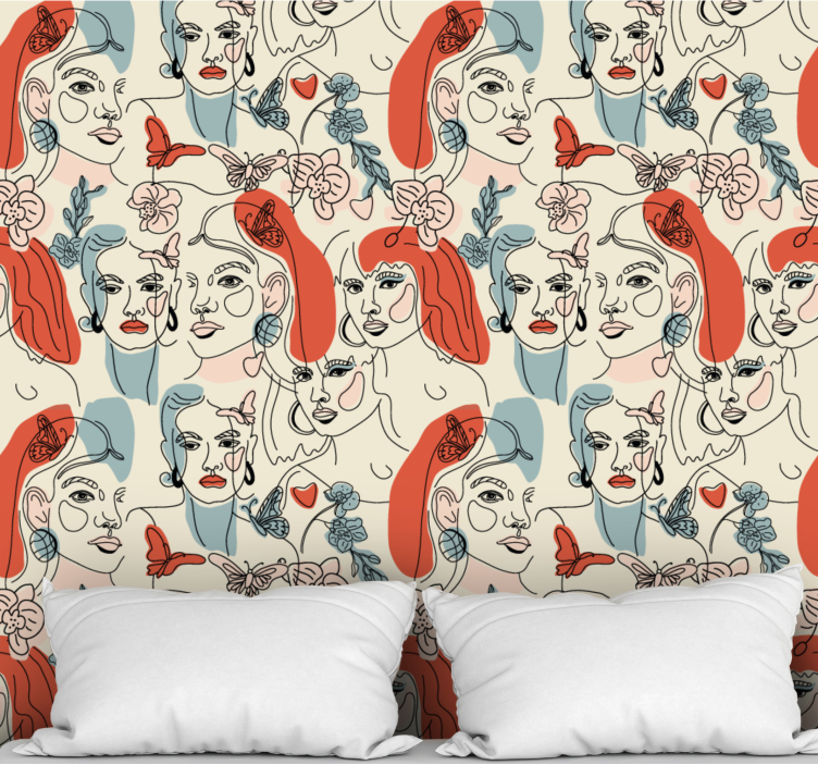 Carta da parati artistica arte della linea femminile - TenStickers