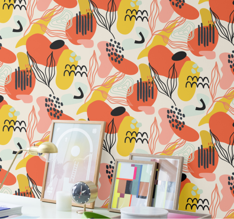 Carta da parati artistica forme organiche astratte - TenStickers