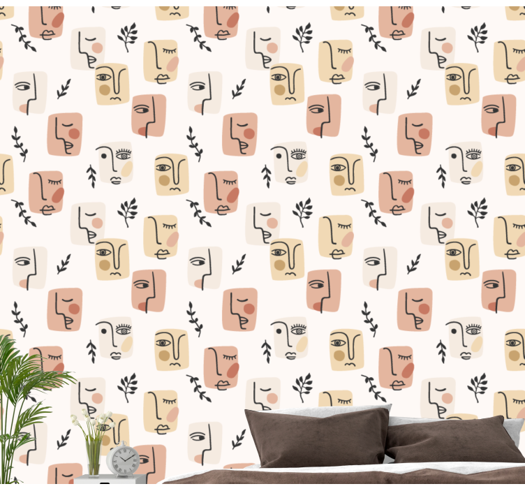 Carta da parati artistica modelli facciali astratti - TenStickers