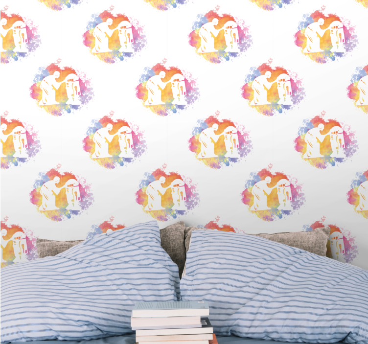 Carta da parati artistica sagoma astratta delle coppie - TenStickers