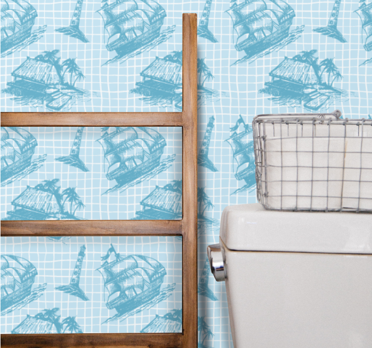 Carta da parati artistica schizzi nautici - TenStickers