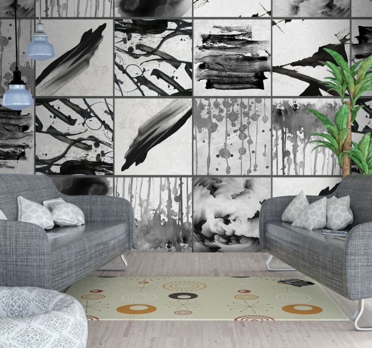 Carta da parati astratta chiazze d'inchiostro - TenStickers