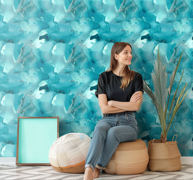 Carta da parati astratta onde blu - TenStickers