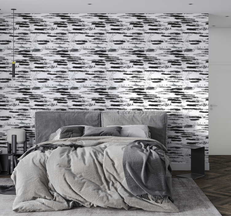 Carta da parati astratta pennellate di vernice nera - TenStickers