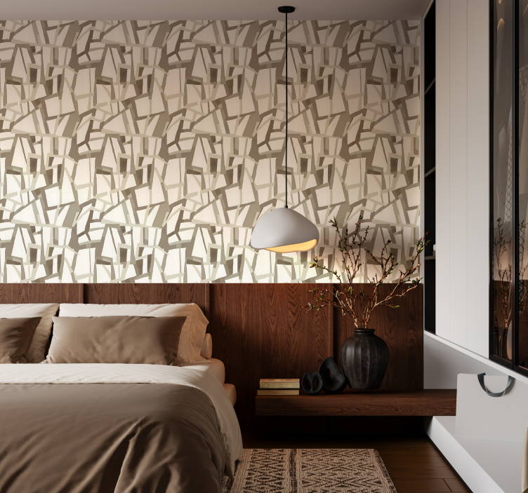 Carta da parati astratta stile nordico beige - TenStickers