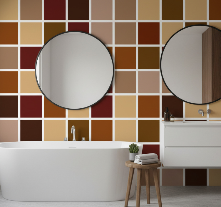 Carta da parati bagno blocchi di colore caldo - TenStickers