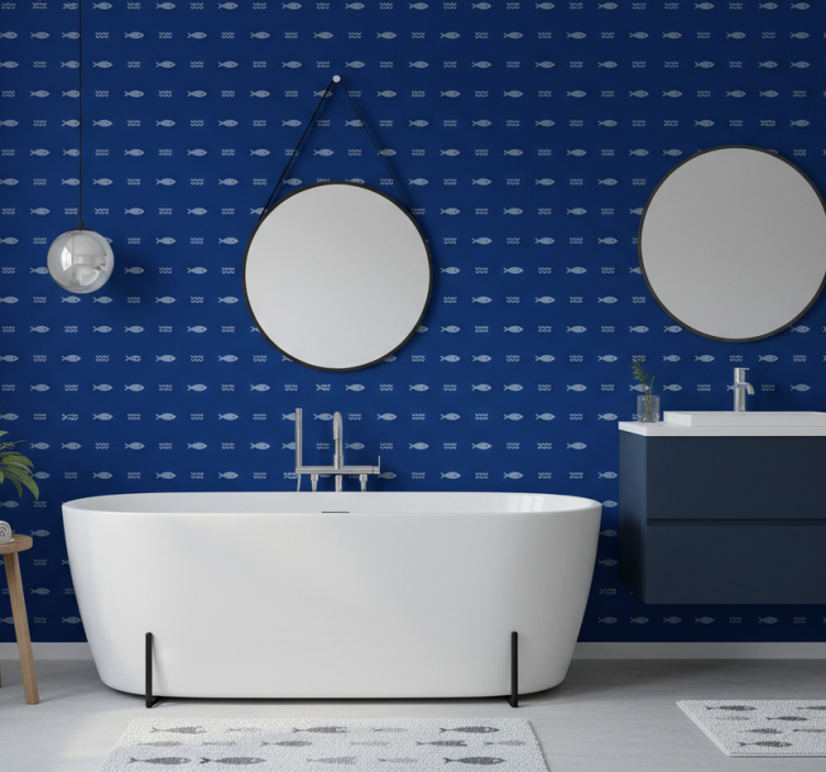 Carta da parati bagno con motivo pesci - TenStickers