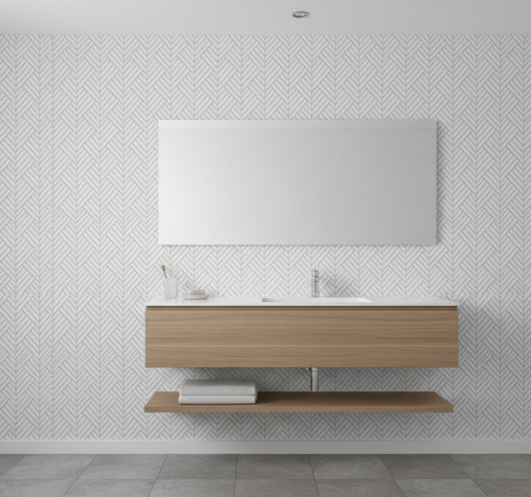 Carta da parati bagno design a zigzag grigio - TenStickers