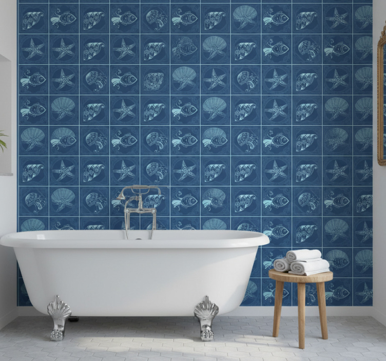 Carta da parati bagno design vita marina - TenStickers