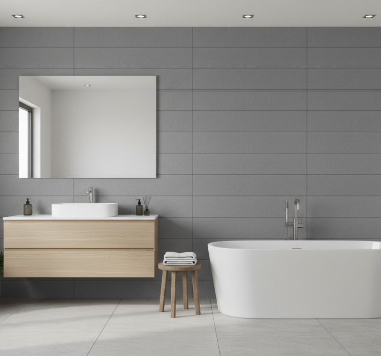Carta da parati bagno minimalismo grigio elegante - TenStickers