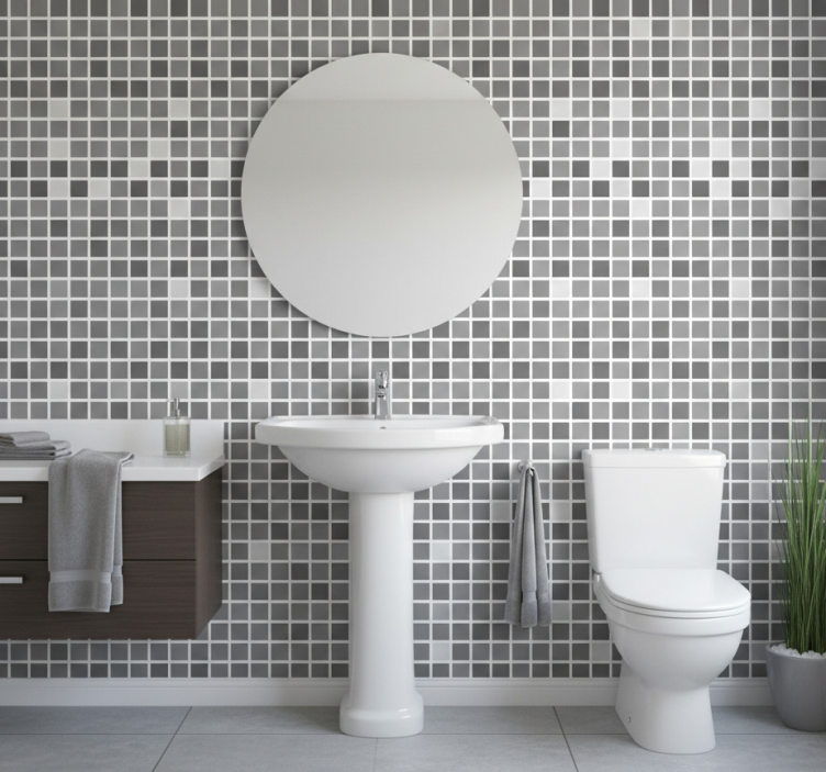 Carta da parati bagno tonalità grigie - TenStickers